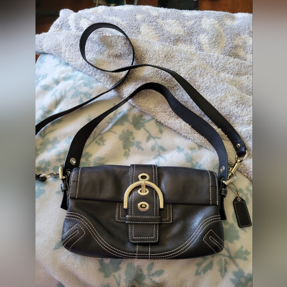 VINTAGE Coach Leather Soho Shoulder Purse *BLACK - Picture 1 of 7
